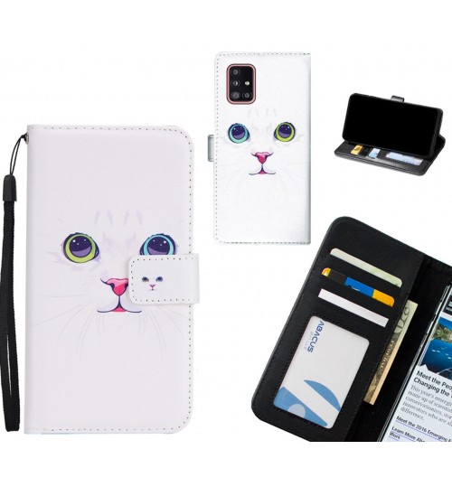 Galaxy A51 case 3 card leather wallet case printed ID