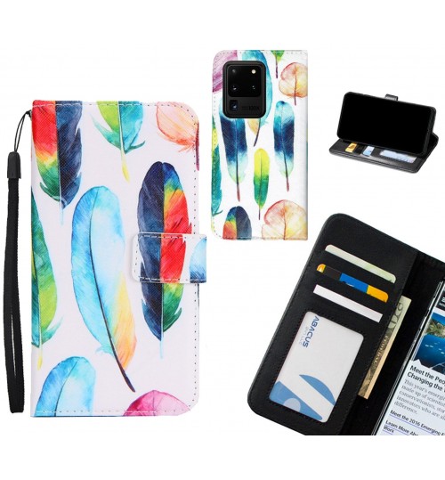 Galaxy S20 Ultra case 3 card leather wallet case printed ID