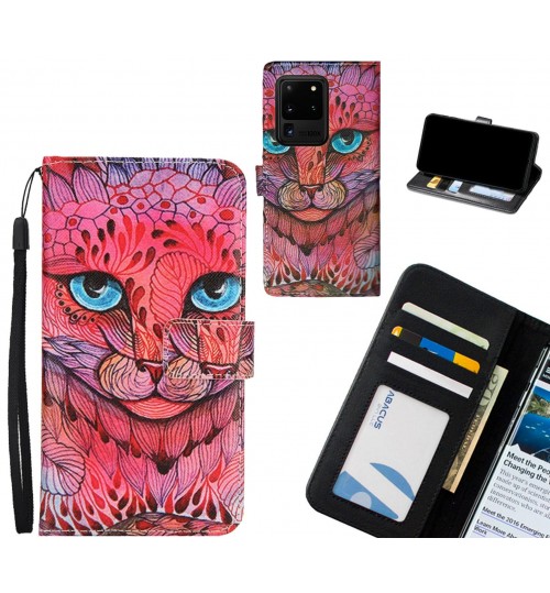 Galaxy S20 Ultra case 3 card leather wallet case printed ID