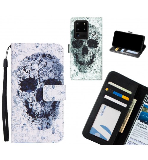 Galaxy S20 Ultra case 3 card leather wallet case printed ID