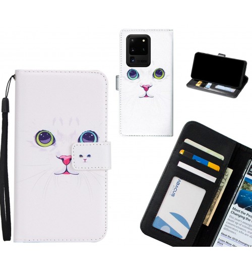 Galaxy S20 Ultra case 3 card leather wallet case printed ID