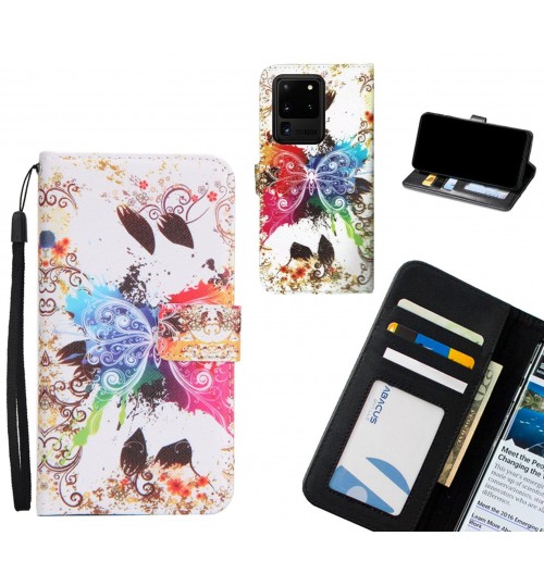 Galaxy S20 Ultra case 3 card leather wallet case printed ID