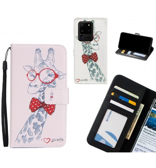 Galaxy S20 Ultra case 3 card leather wallet case printed ID