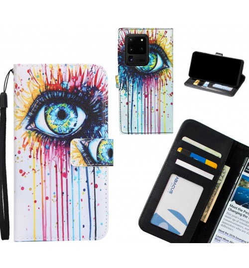 Galaxy S20 Ultra case 3 card leather wallet case printed ID