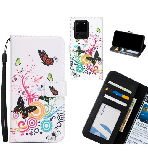 Galaxy S20 Ultra case 3 card leather wallet case printed ID