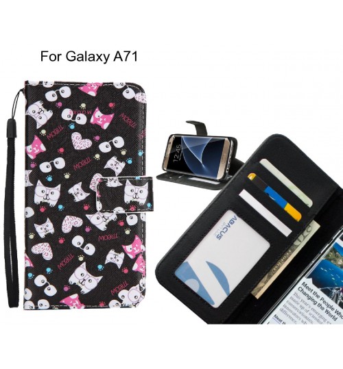 Galaxy A71 case 3 card leather wallet case printed ID