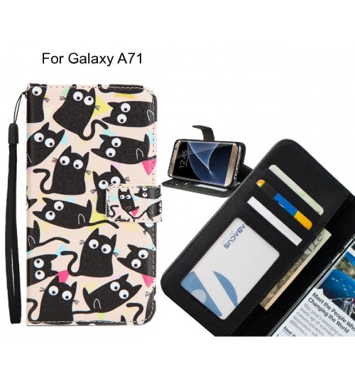 Galaxy A71 case 3 card leather wallet case printed ID