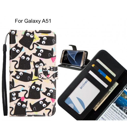 Galaxy A51 case 3 card leather wallet case printed ID