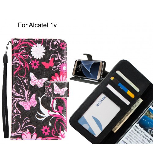 Alcatel 1v case 3 card leather wallet case printed ID