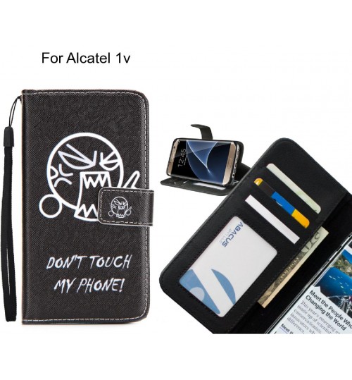 Alcatel 1v case 3 card leather wallet case printed ID