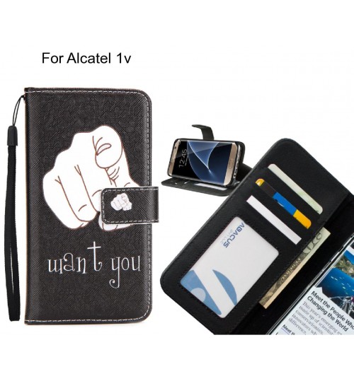 Alcatel 1v case 3 card leather wallet case printed ID