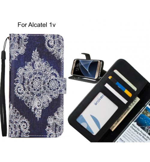 Alcatel 1v case 3 card leather wallet case printed ID