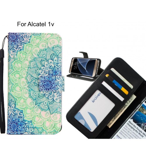 Alcatel 1v case 3 card leather wallet case printed ID