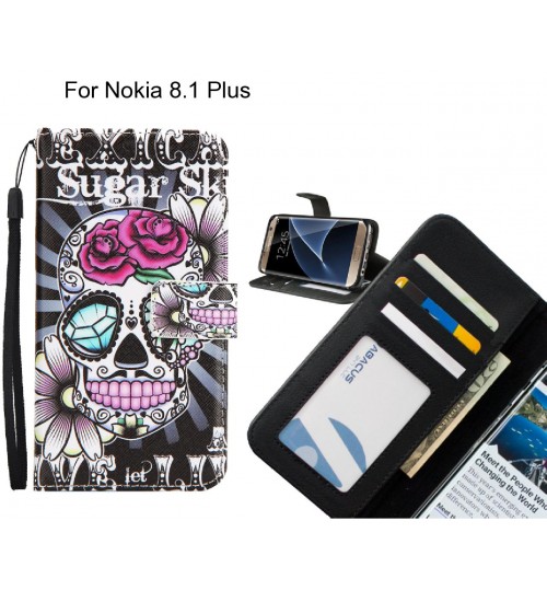 Nokia 8.1 Plus case 3 card leather wallet case printed ID