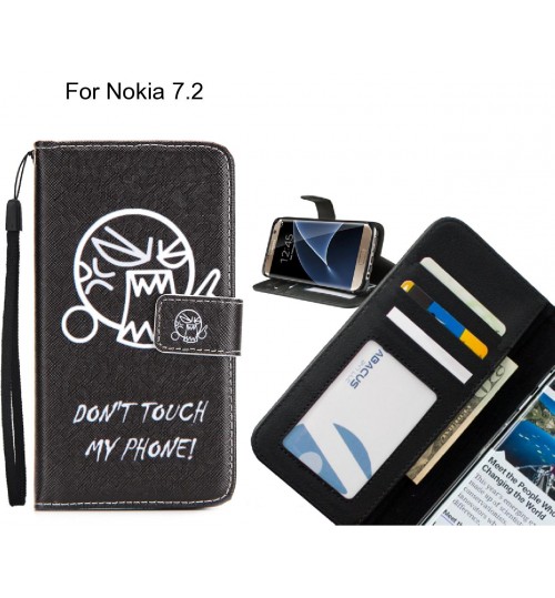 Nokia 7.2 case 3 card leather wallet case printed ID