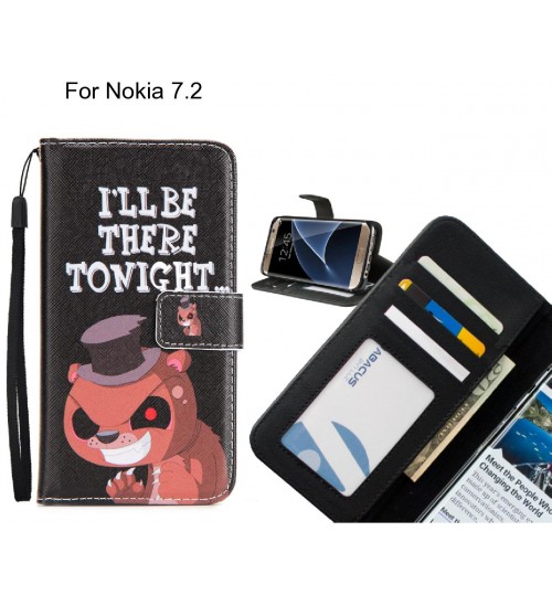 Nokia 7.2 case 3 card leather wallet case printed ID