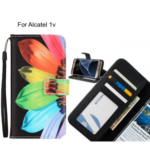 Alcatel 1v case 3 card leather wallet case printed ID