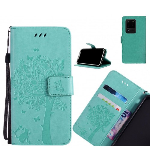 Galaxy S20 Ultra case leather wallet case embossed pattern