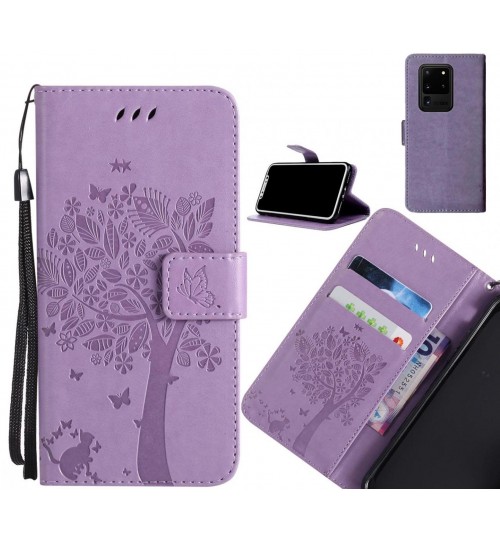 Galaxy S20 Ultra case leather wallet case embossed pattern