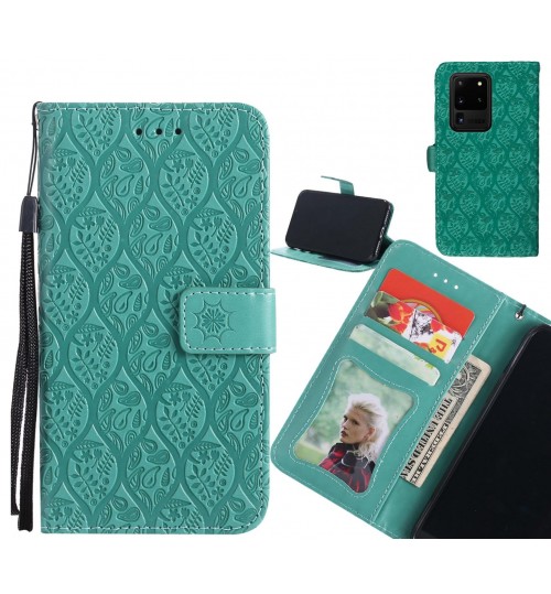 Galaxy S20 Ultra Case Leather Wallet Case embossed sunflower pattern