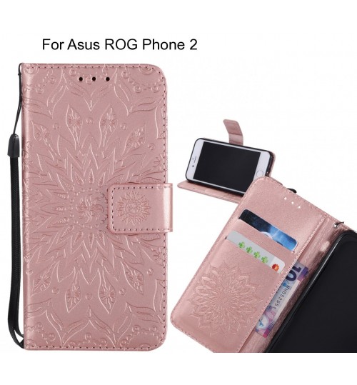 Asus ROG Phone 2 Case Leather Wallet case embossed sunflower pattern