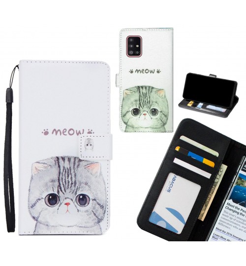 Galaxy A51 case 3 card leather wallet case printed ID