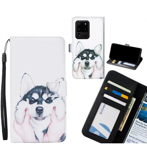 Galaxy S20 Ultra case 3 card leather wallet case printed ID