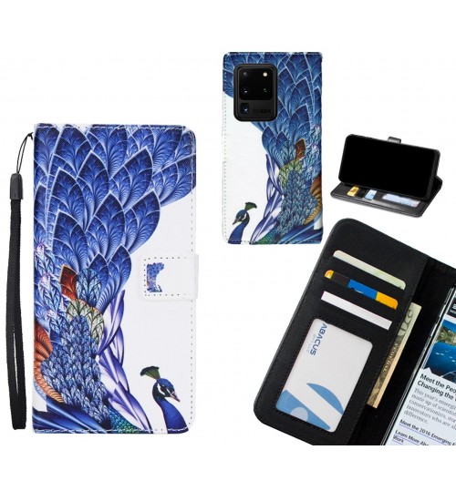 Galaxy S20 Ultra case 3 card leather wallet case printed ID