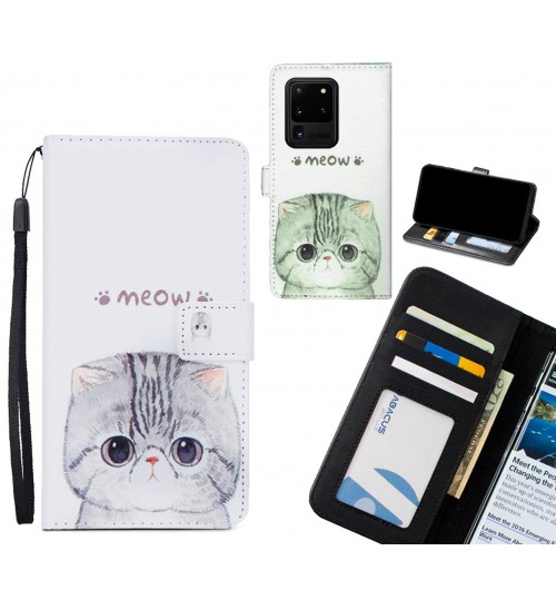 Galaxy S20 Ultra case 3 card leather wallet case printed ID