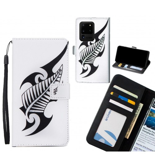 Galaxy S20 Ultra case 3 card leather wallet case printed ID