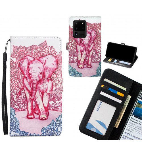 Galaxy S20 Ultra case 3 card leather wallet case printed ID