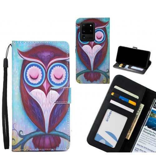 Galaxy S20 Ultra case 3 card leather wallet case printed ID