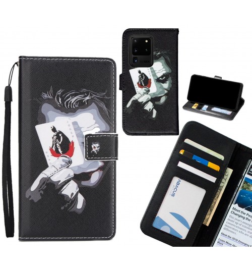 Galaxy S20 Ultra case 3 card leather wallet case printed ID