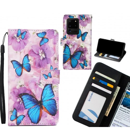 Galaxy S20 Ultra case 3 card leather wallet case printed ID