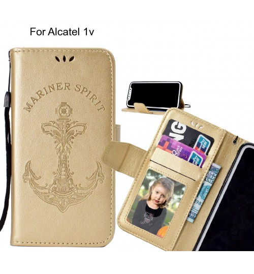 Alcatel 1v Case Wallet Leather Case Embossed Anchor Pattern