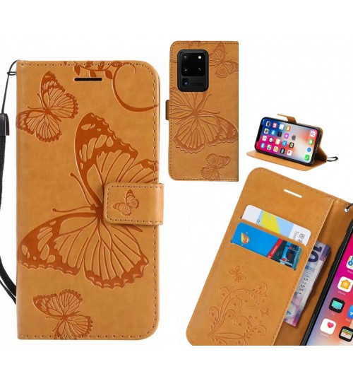 Galaxy S20 Ultra case Embossed Butterfly Wallet Leather Case
