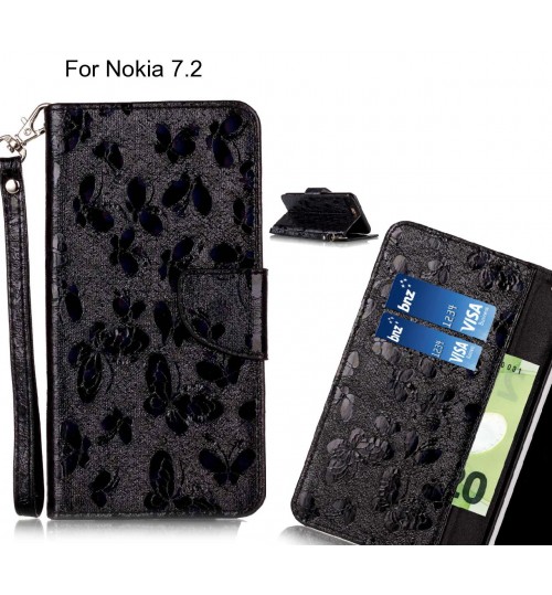 Nokia 7.2 Case Wallet Leather Flip Case laser butterfly