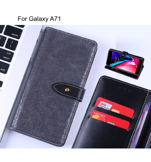 Galaxy A71 case croco pattern leather wallet case