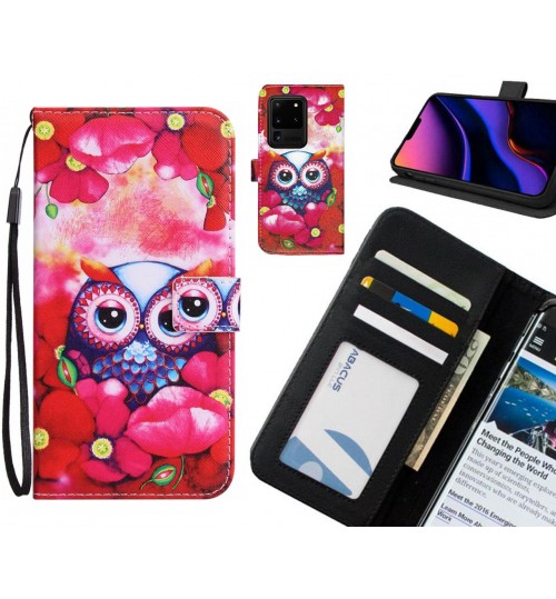 Galaxy S20 Ultra case 3 card leather wallet case printed ID