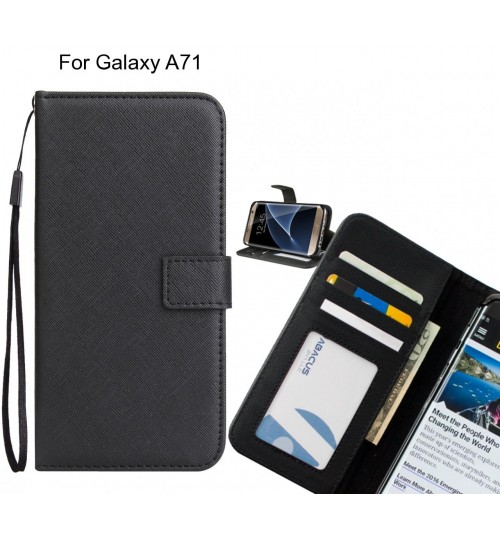 Galaxy A71 Case Wallet Leather Id Card Case - Black