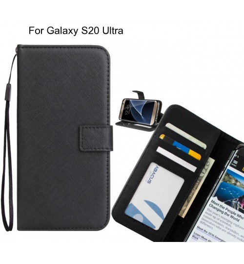 Galaxy S20 Ultra Case Wallet Leather Id Card Case - Black