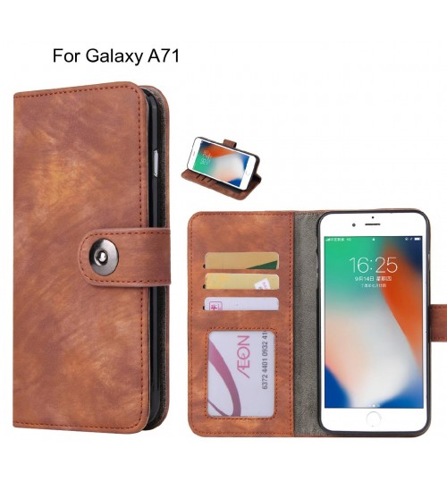 Galaxy A71 Case Retro Leather Wallet Case - Brown