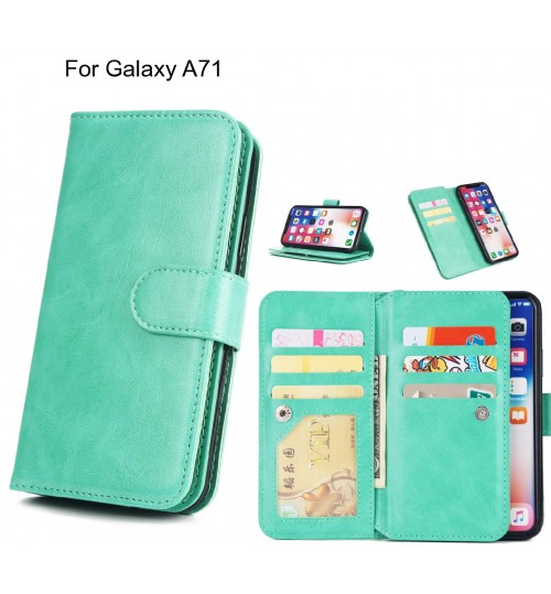 Galaxy A71 Case Triple Wallet Leather Case 9 Card Slots - Green