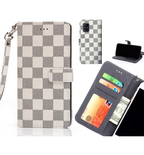 Galaxy A71 Case Grid Wallet Leather Case - White