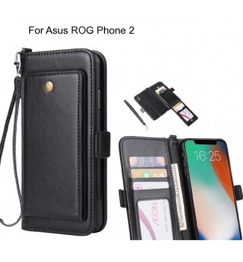 Asus Rog Phone 2 Case Retro Leather Wallet Case - Black