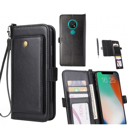 Nokia 7.2 Case Retro Leather Wallet Case - Black
