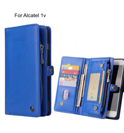 Alcatel 1v Case Retro leather case multi cards cash pocket