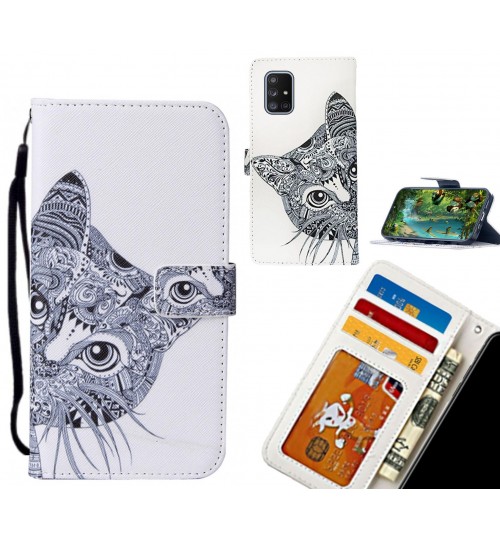 Galaxy A71 case leather wallet case printed ID