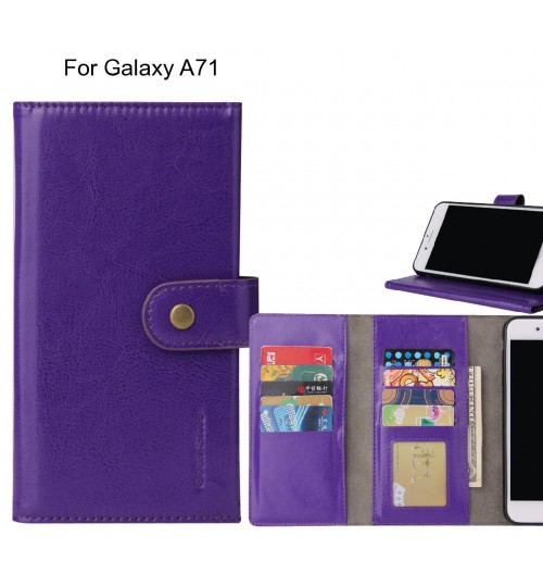 Galaxy A71 Case 9 Slots Wallet Leather Case - Purple