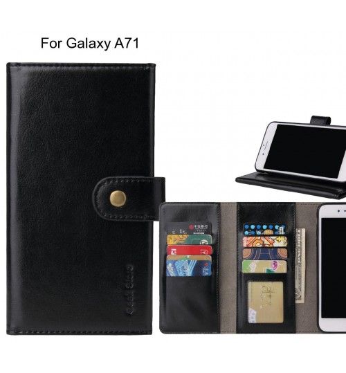 Galaxy A71 Case 9 Slots Wallet Leather Case - Black